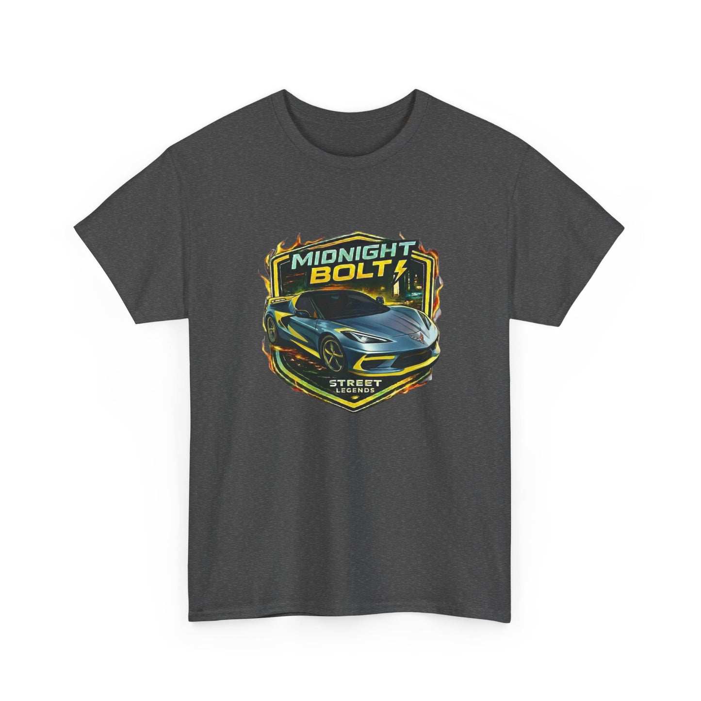 Adult Unisex Blue 'Midnight Bolt' Sportscar Theme Street Legends Series Cotton Tee (Additional Colors)