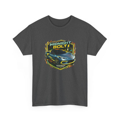 Adult Unisex Blue 'Midnight Bolt' Sportscar Theme Street Legends Series Cotton Tee (Additional Colors)