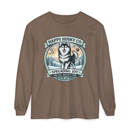 Unisex Colorful Happy Husky Co. Long Sleeve T-Shirt — 'Spreading Joy One Tail Wag At A Time' Graphic (Additional Colors)
