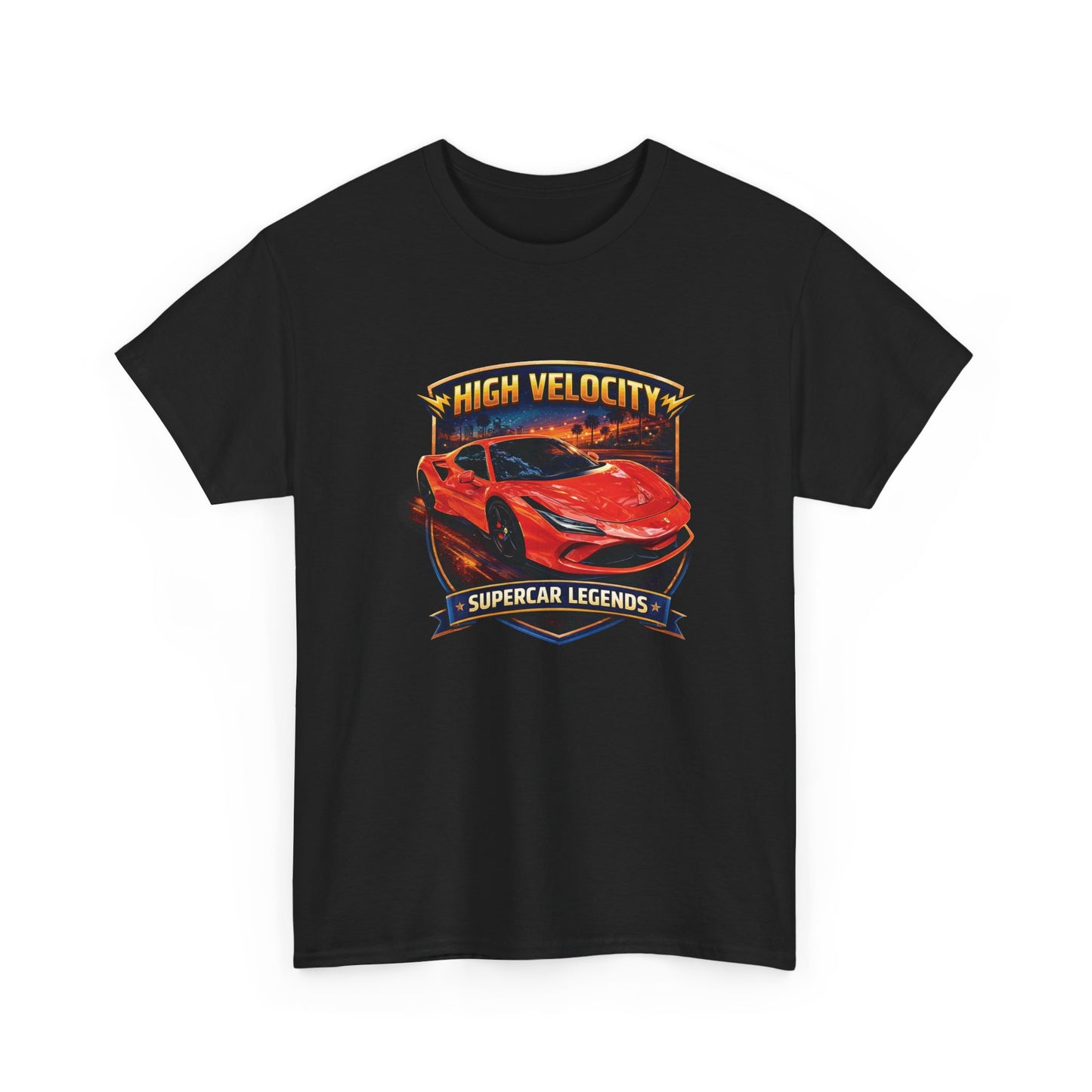 Adult Unisex Orange/Red 'High Velocity' Sportscar Theme Supercar Legends Series Graphic T-Shirt (Additional Colors)