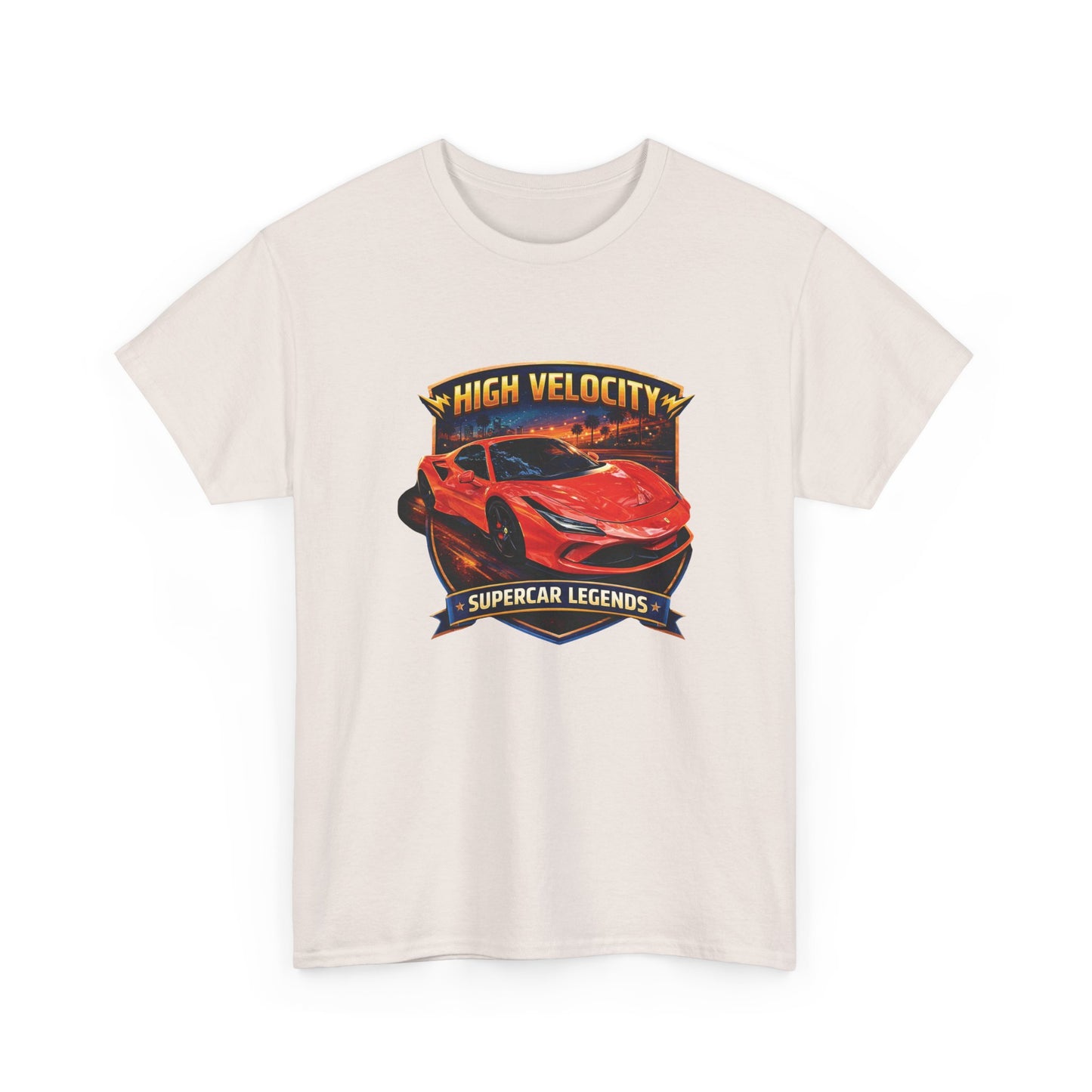 Adult Unisex Orange/Red 'High Velocity' Sportscar Theme Supercar Legends Series Graphic T-Shirt (Additional Colors)