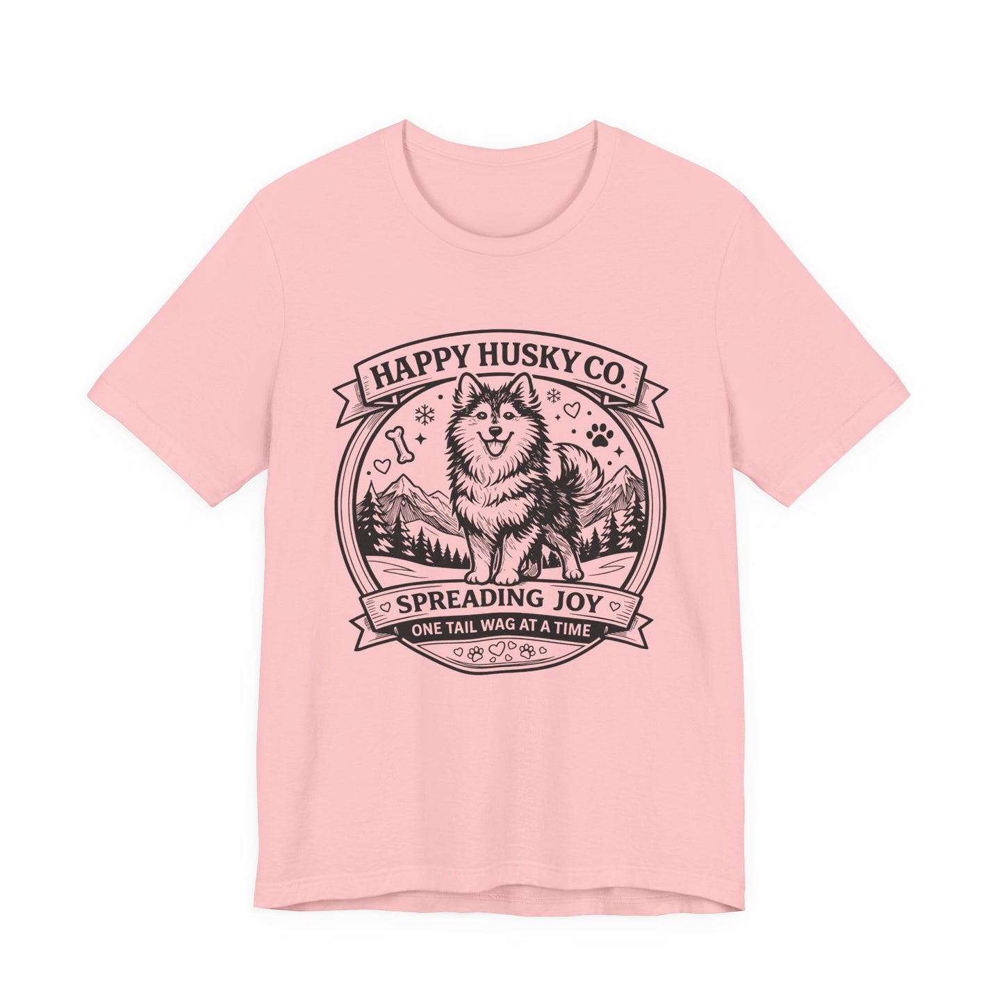 Unisex Happy Husky Co. Design T-Shirt — 'Spreading Joy One Tail Wag At A Time' Graphic Tee (Additional Colors)