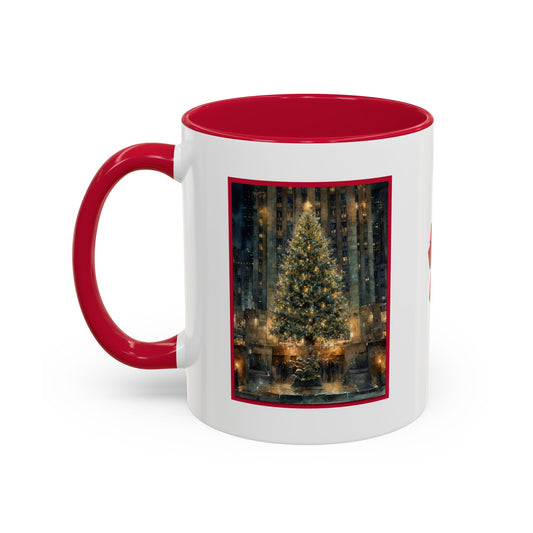 NYC Rockefeller Center Christmas Tree Red Accent Mug (11oz & 15oz)