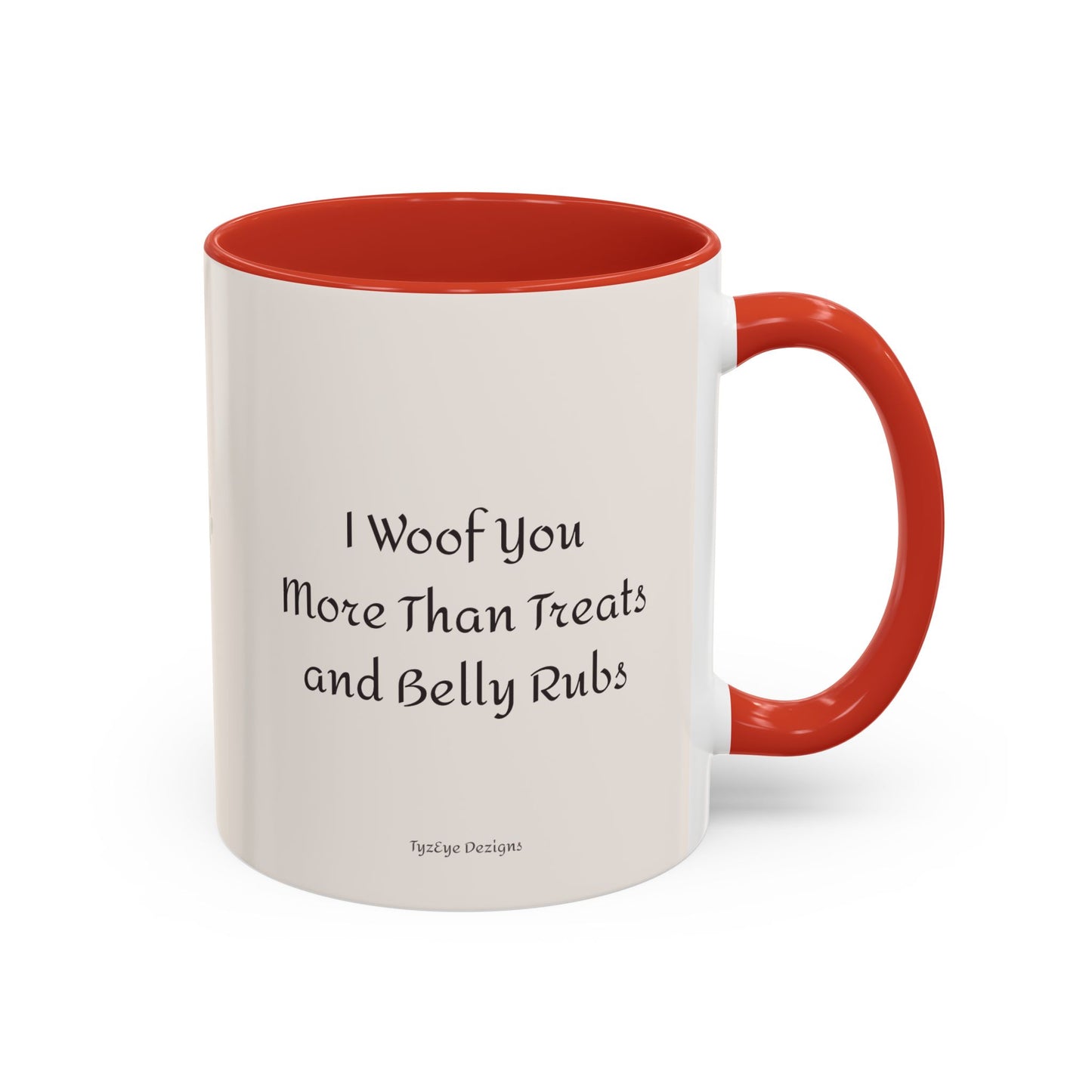 Valentine's Romantic Samoyed Theme "I Woof You More...' Accent Coffee Mug, 11 oz or 15 oz (Additional Color)