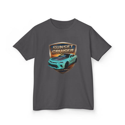 Kids 'Sunset Cruiser' Aqua Camaro Sports Car Theme American Muscle Series Graphic Tee (Additional Colors)