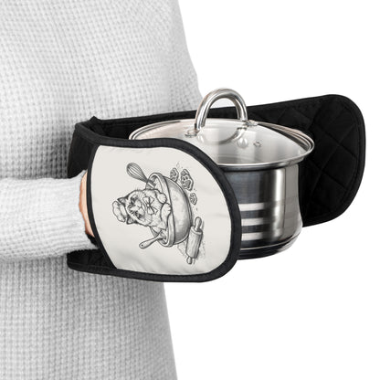 Ragdoll Cat in a Bowl Kitchen Helper Design Double-Ended Oven Mitts