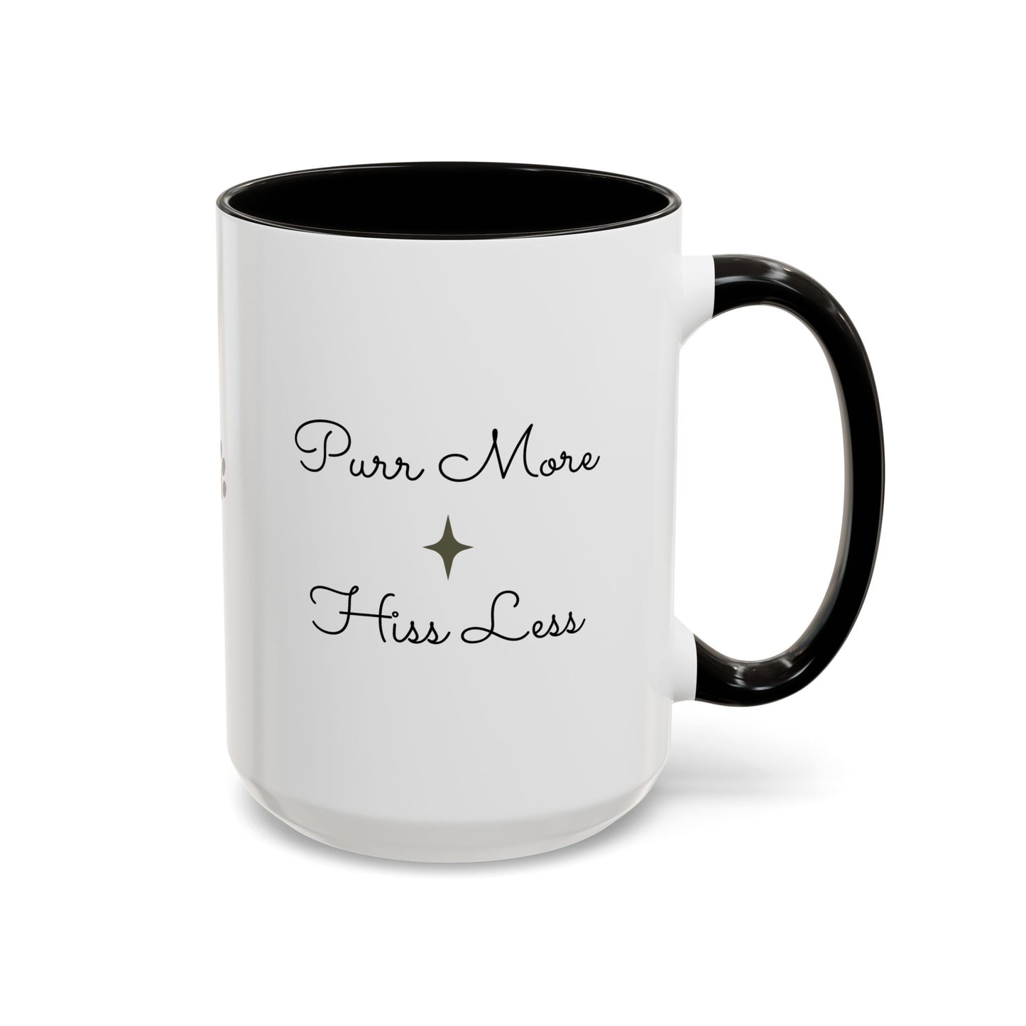 Minimalist Cat Design Color Accent Mug - Catitude - 'Purr More Hiss Less' (Additional Colors)