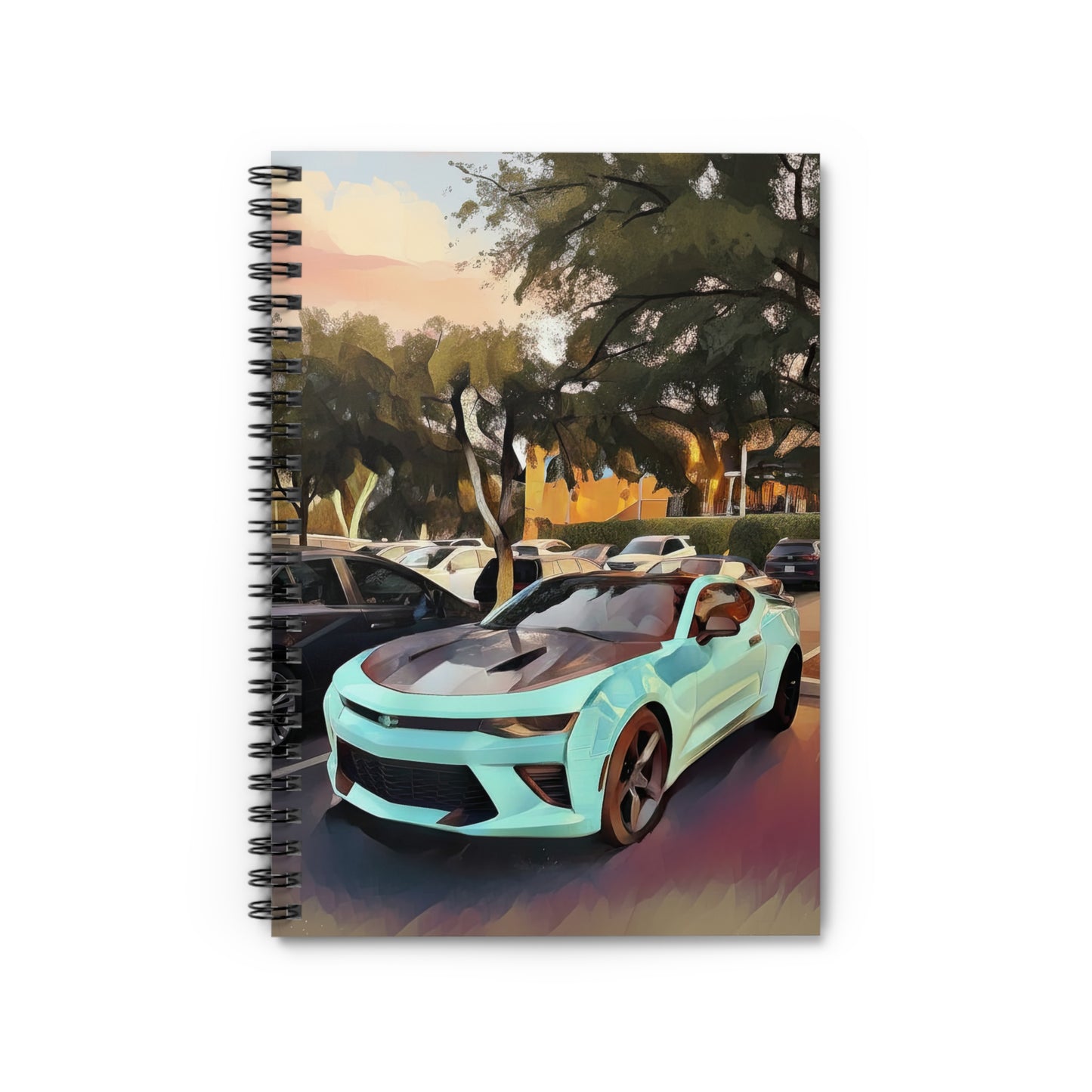 Artsy Sports Car Spiral Ruled Notebook