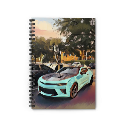 Artsy Sports Car Spiral Ruled Notebook