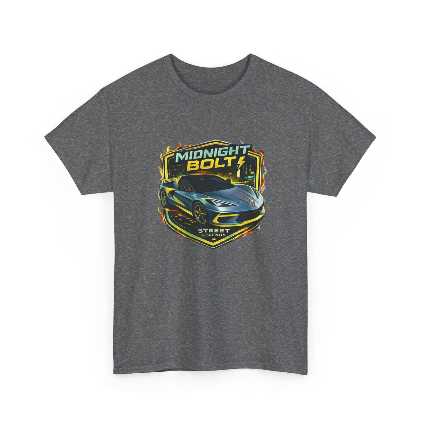 Adult Unisex Blue 'Midnight Bolt' Sportscar Theme Street Legends Series Cotton Tee (Additional Colors)