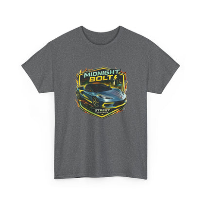 Adult Unisex Blue 'Midnight Bolt' Sportscar Theme Street Legends Series Cotton Tee (Additional Colors)