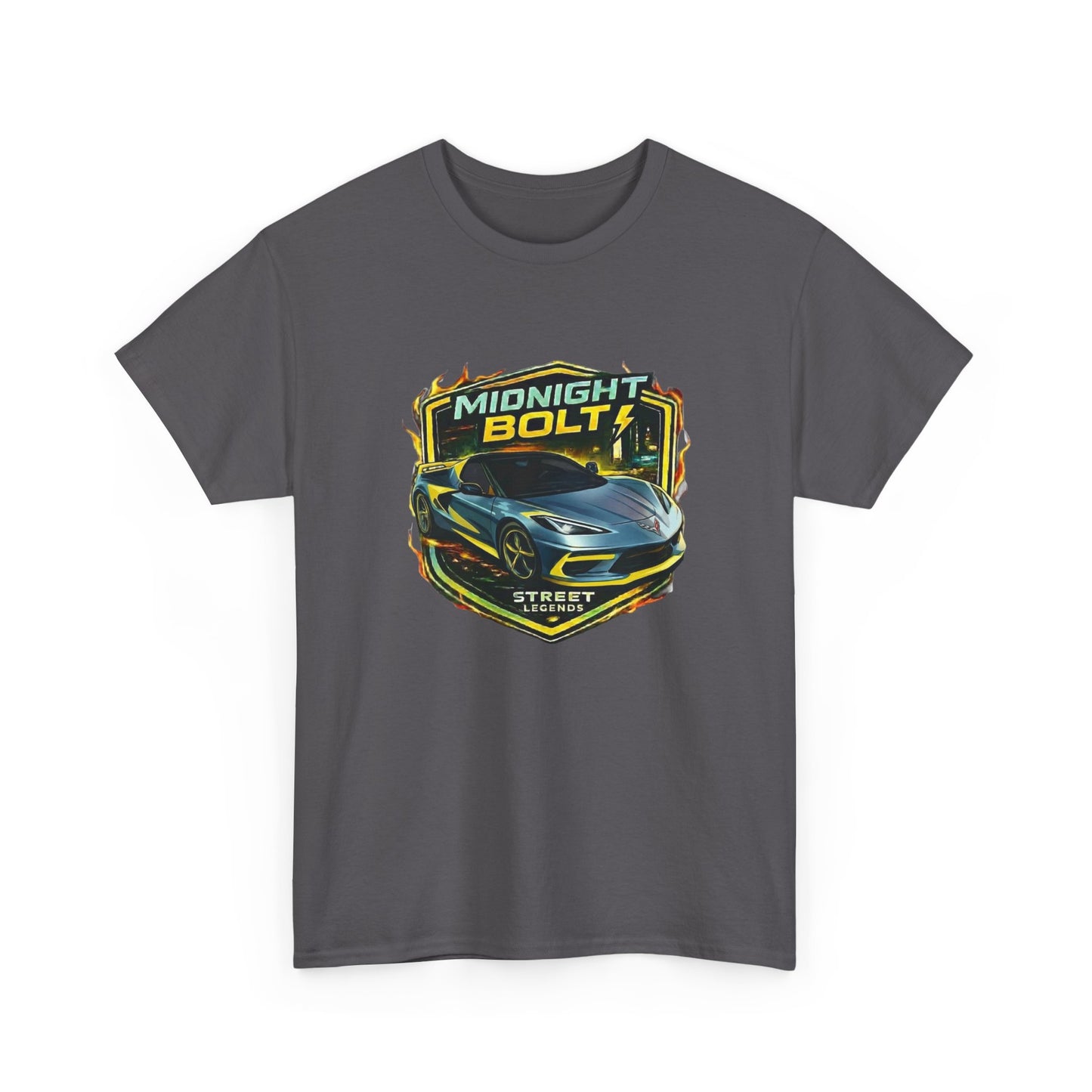 Adult Unisex Blue 'Midnight Bolt' Sportscar Theme Street Legends Series Cotton Tee (Additional Colors)