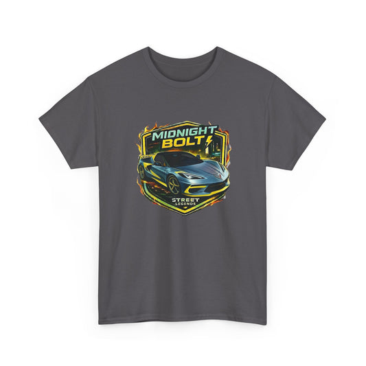 Adult Unisex Blue 'Midnight Bolt' Sportscar Theme Street Legends Series Cotton Tee (Additional Colors)