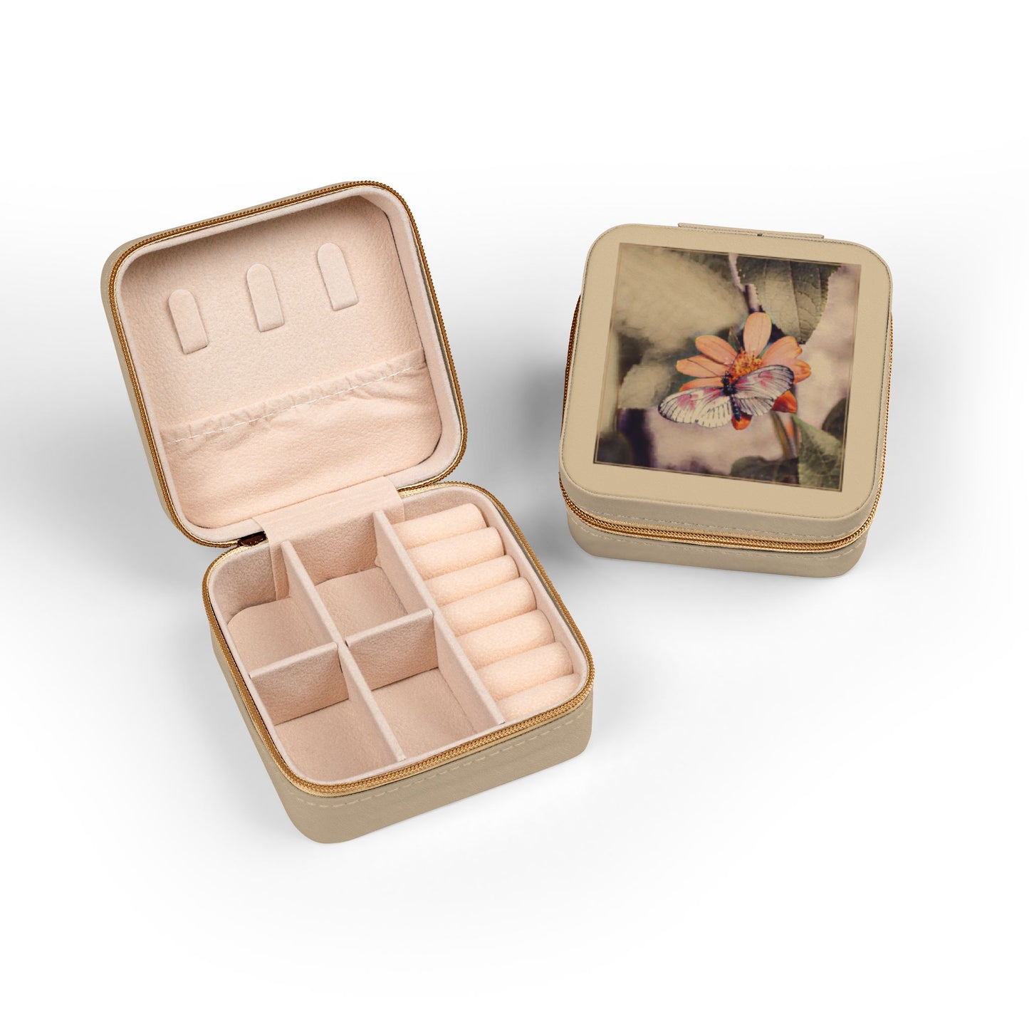 Nature-Inspired Butterfly-Theme Travel Jewelry Case - Compact Jewelry Organizer for Rings, Earrings & Necklaces (Additional Colors & Design)
