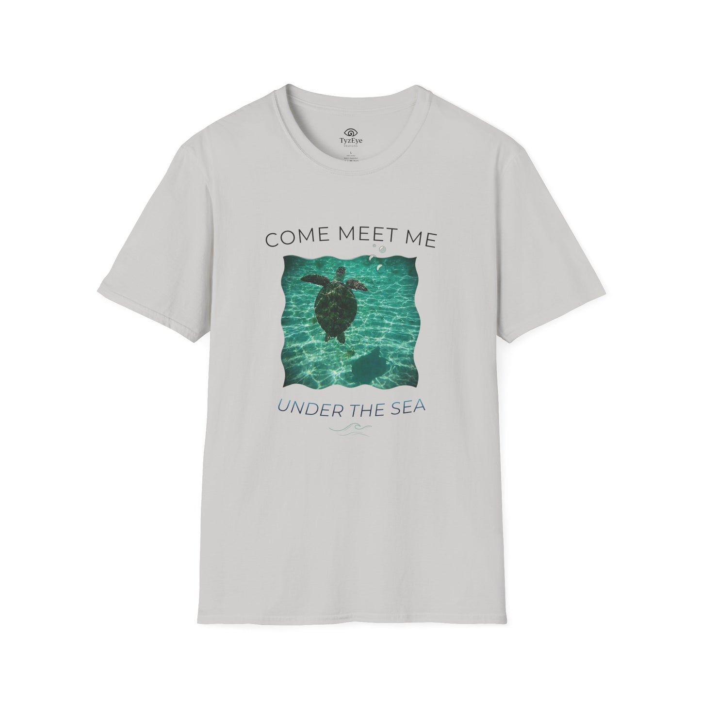 Adult Unisex Aquatic Sea Turtle 'Come Meet Me Under the Sea' Jersey Short Sleeve Tee (Additional Colors)