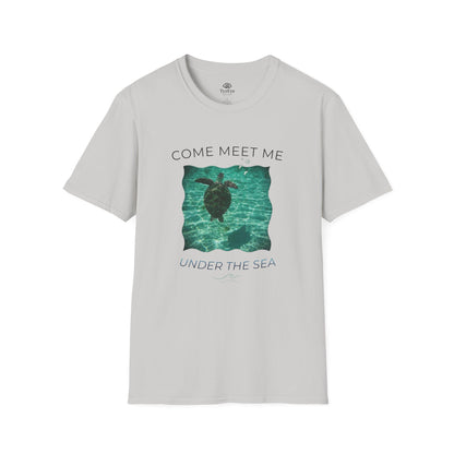Adult Unisex Aquatic Sea Turtle 'Come Meet Me Under the Sea' Jersey Short Sleeve Tee (Additional Colors)