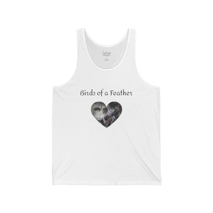 Adult Unisex 'Birds of a Feather' Dove Heart & 'Two Hearts One Branch' Double-Sided Jersey Tank Top (Additional Colors)