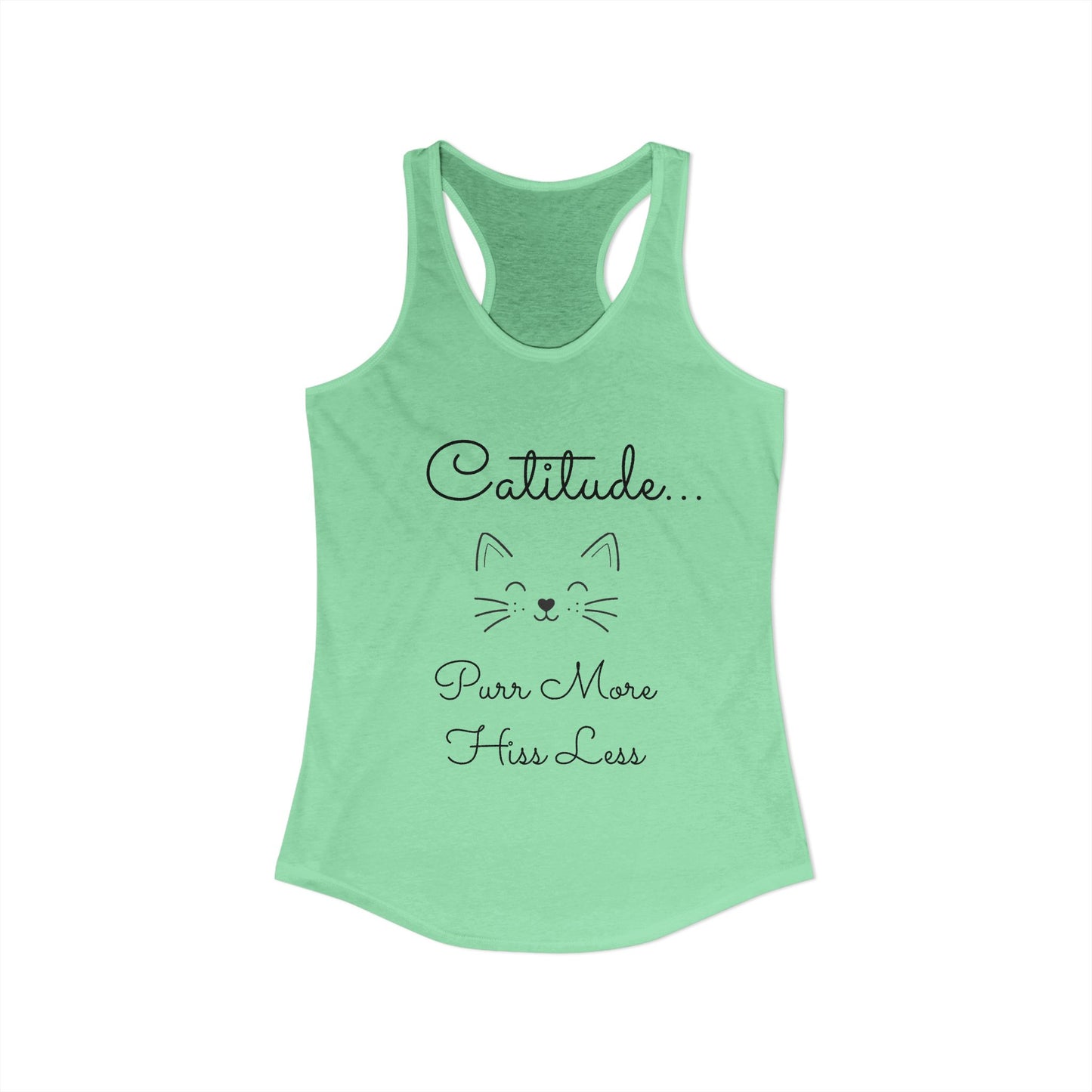 Catitude - 'Purr More Hiss Less' Double-Side Design Women's Racerback Tank Top (Additional Colors)
