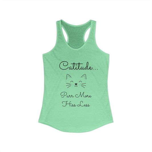 Catitude - 'Purr More Hiss Less' Double-Side Design Women's Racerback Tank Top (Additional Colors)
