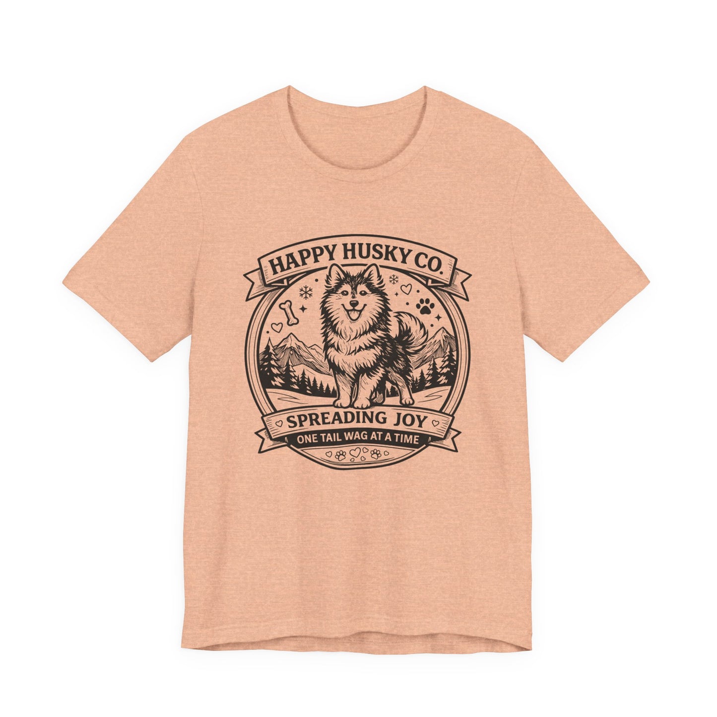 Unisex Happy Husky Co. Design T-Shirt — 'Spreading Joy One Tail Wag At A Time' Graphic Tee (Additional Colors)