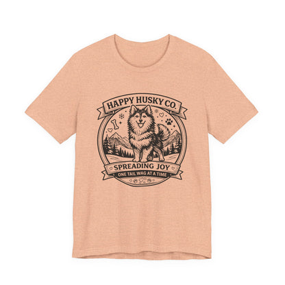 Unisex Happy Husky Co. Design T-Shirt — 'Spreading Joy One Tail Wag At A Time' Graphic Tee (Additional Colors)