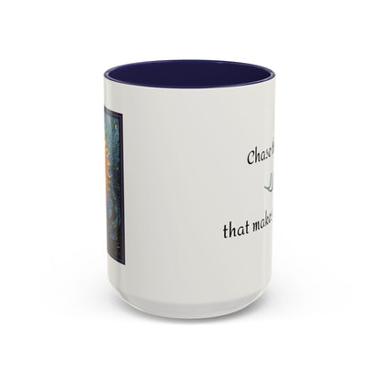 Nature Sunflower Theme Artist-Inspired 'Chase the light that makes you bloom' Accent Coffee Mug (Additional Colors, 11 oz & 15 oz)