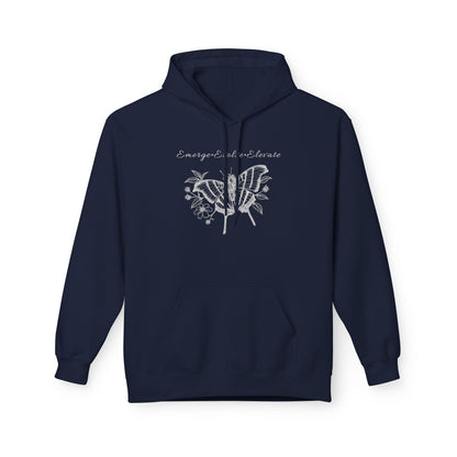 Unisex Adult Butterfly & Flowers Hoodie — 'Emerge, Evolve, Elevate' Minimal Line Art Sweatshirt (Additional Colors)