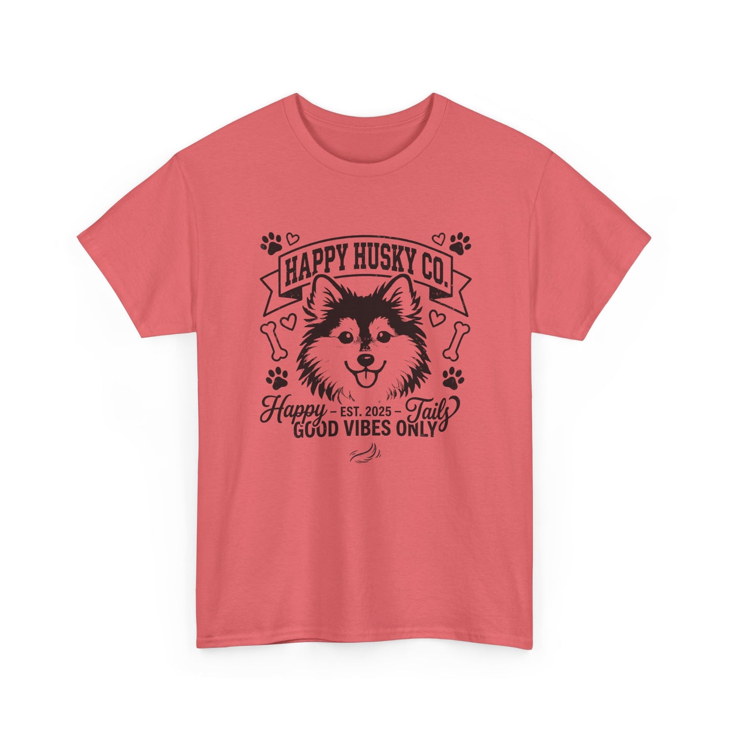 Unisex Adult Happy Husky Co. 'Happy Tails, Good Vibes Only' Graphic Tee (Additional Colors)