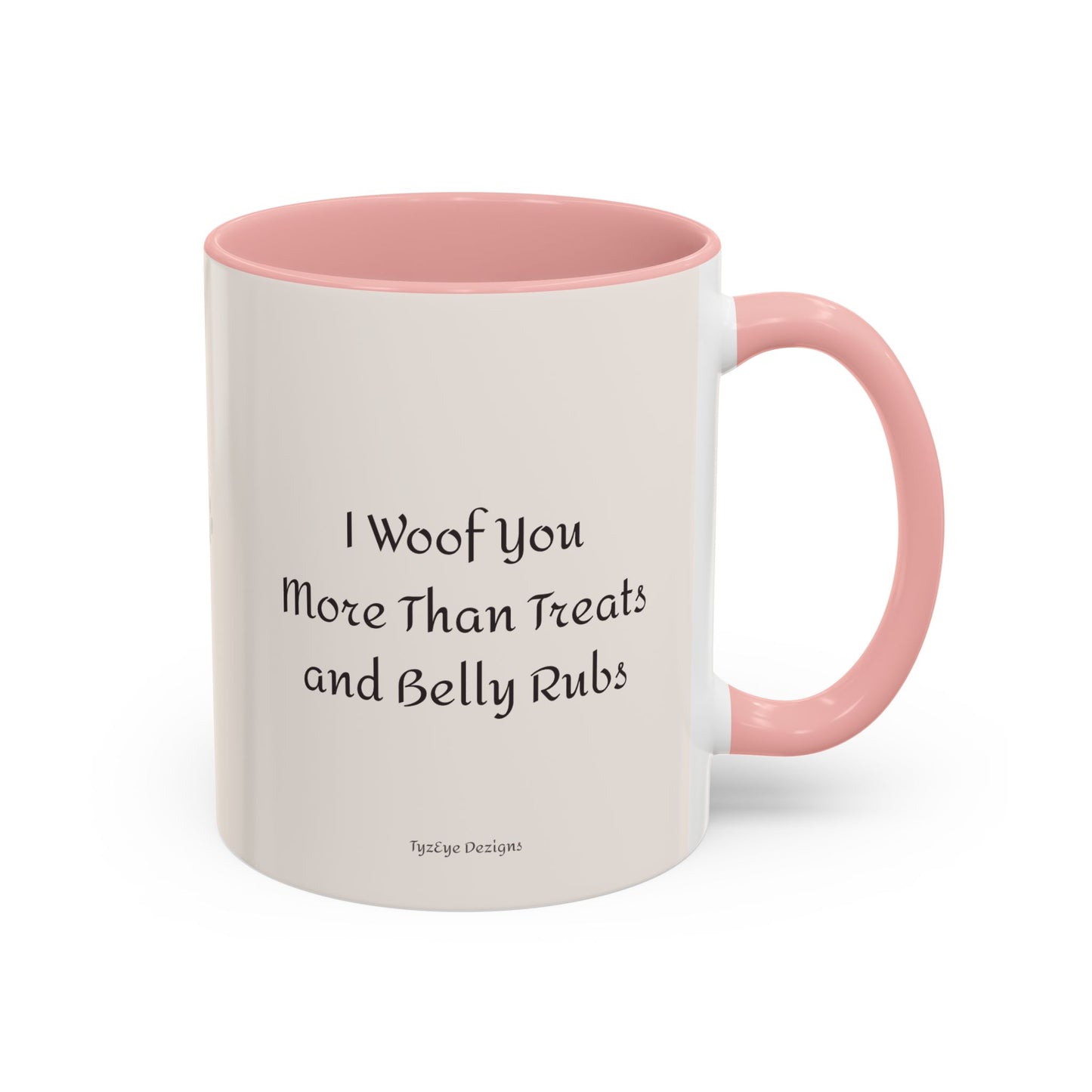 Valentine's Romantic Samoyed Theme "I Woof You More...' Accent Coffee Mug, 11 oz or 15 oz (Additional Color)
