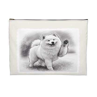 Samoyed Dog Accessory Pouch – Cute Waving Pup Zipper Bag for Phone, Makeup & Travel (Additional Size)