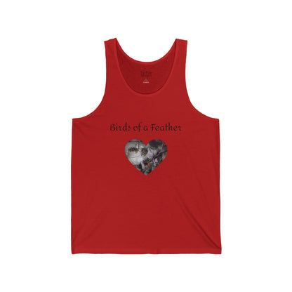 Adult Unisex 'Birds of a Feather' Dove Heart & 'Two Hearts One Branch' Double-Sided Jersey Tank Top (Additional Colors)