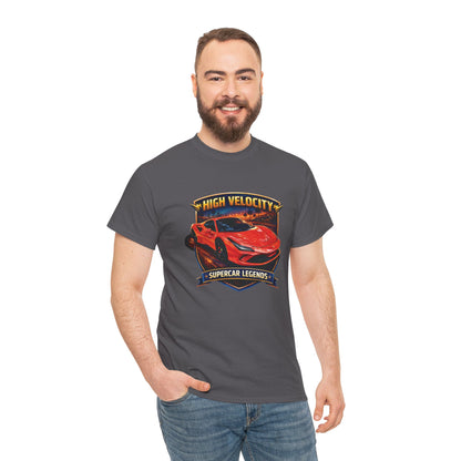 Adult Unisex Orange/Red 'High Velocity' Sportscar Theme Supercar Legends Series Graphic T-Shirt (Additional Colors)