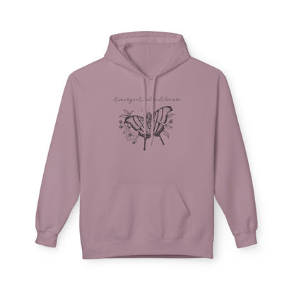 Unisex Adult Butterfly & Flowers Hoodie — 'Emerge, Evolve, Elevate' Minimal Line Art Sweatshirt (Additional Colors)