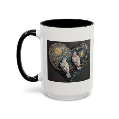 Two Doves Hearts One Branch Romantic Love Accent Coffee Mug (Additional Color)