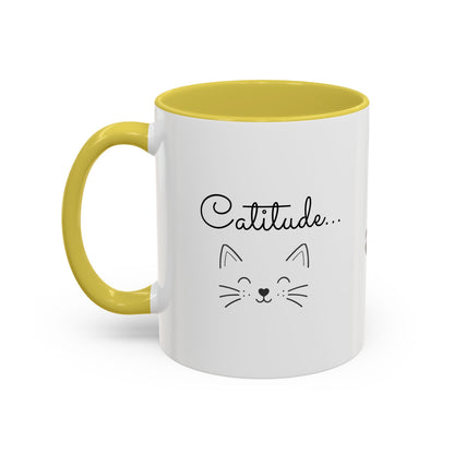 Minimalist Cat Design Color Accent Mug - Catitude - 'Purr More Hiss Less' (Additional Colors)