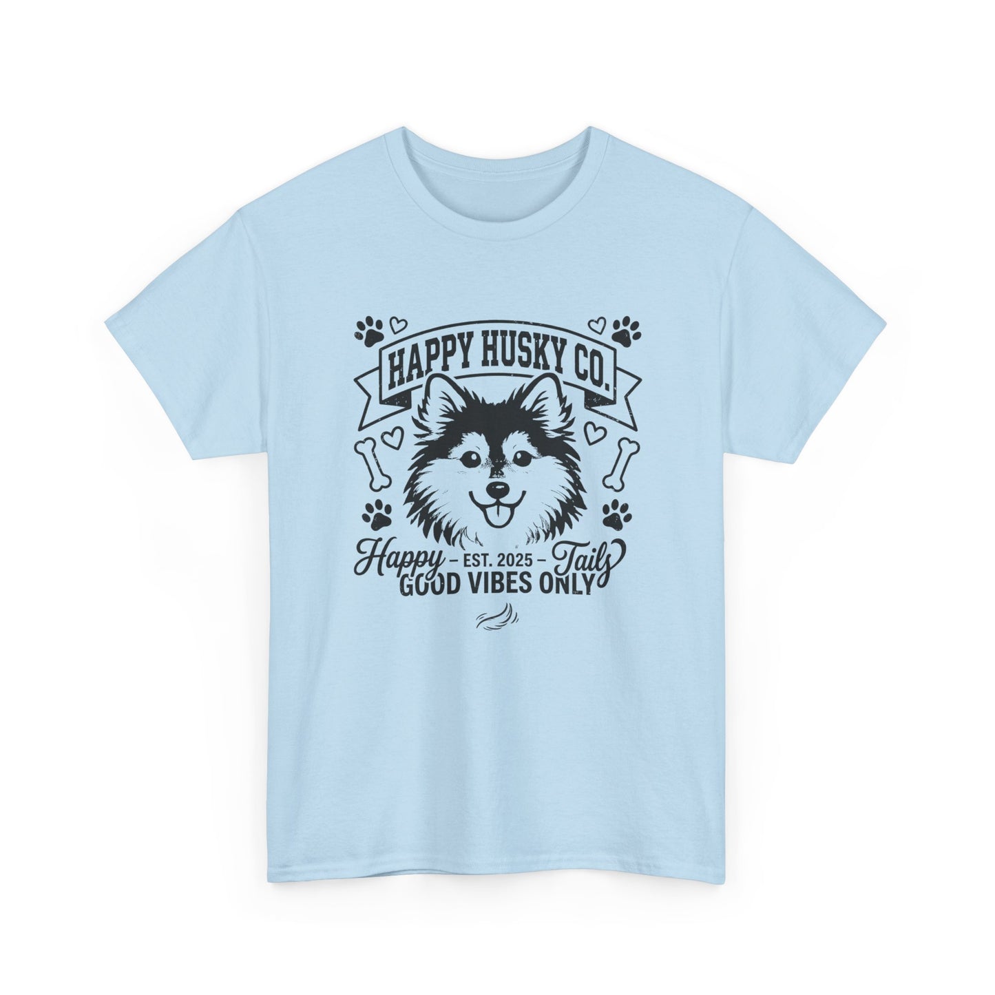 Unisex Adult Happy Husky Co. 'Happy Tails, Good Vibes Only' Graphic Tee (Additional Colors)