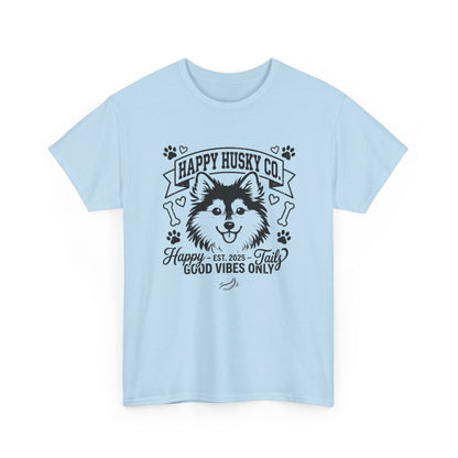 Unisex Adult Happy Husky Co. 'Happy Tails, Good Vibes Only' Graphic Tee (Additional Colors)