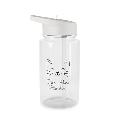 Cat Face Design Tritan Water Bottle — "Purr More Hiss Less" Cat Theme Water Bottle (Additional Size)