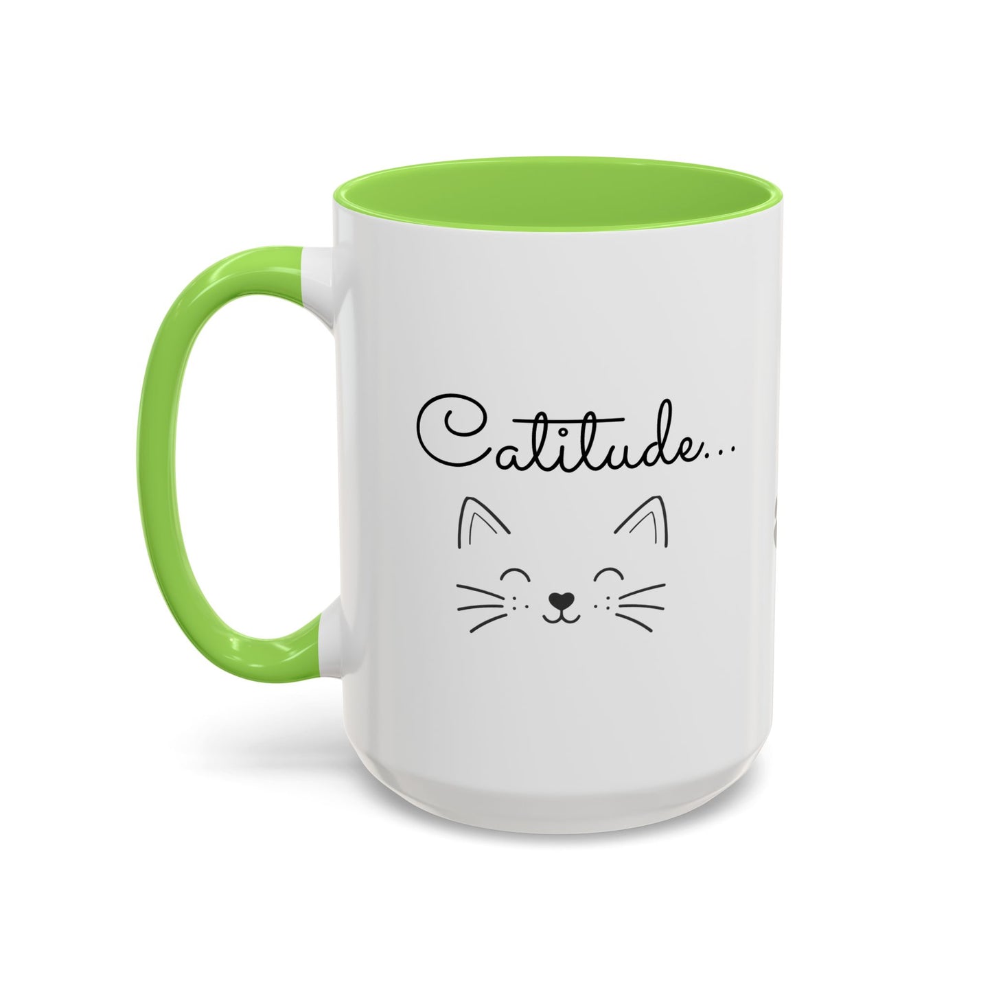 Minimalist Cat Design Color Accent Mug - Catitude - 'Purr More Hiss Less' (Additional Colors)