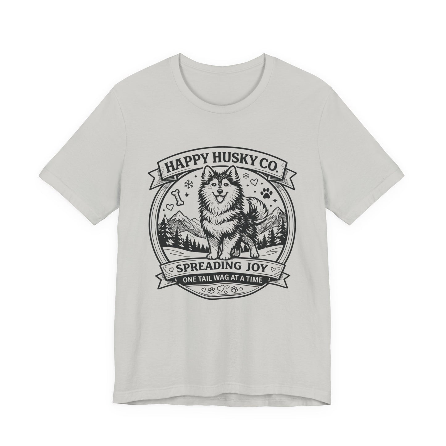 Unisex Happy Husky Co. Design T-Shirt — 'Spreading Joy One Tail Wag At A Time' Graphic Tee (Additional Colors)