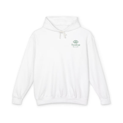 Unisex Adult Beach Sunset Back Design Hoodie — Tropical Palm Tree 'Saltwater State of Mind' w/ Logo Graphic Lightweight Sweatshirt (Additional Color)