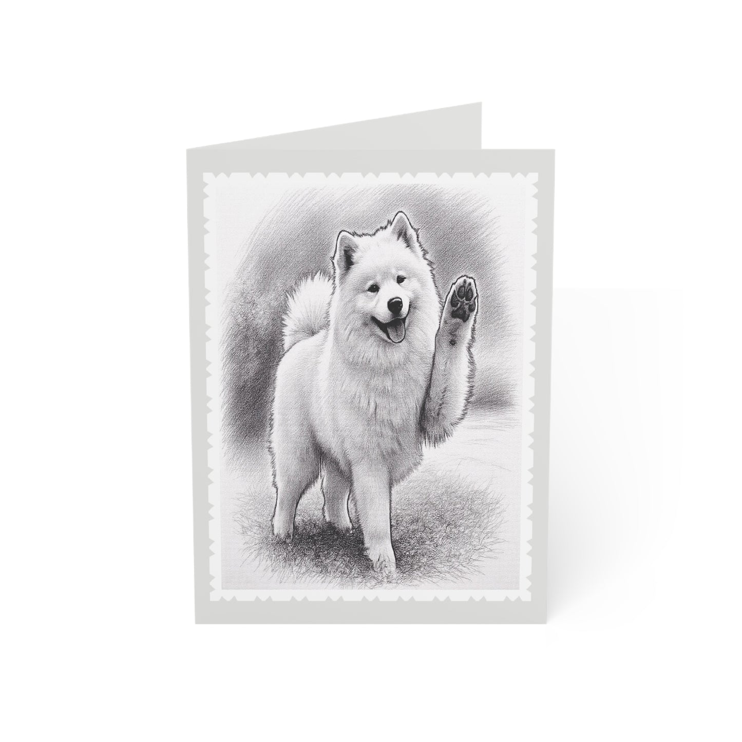 Samoyed Dog Greeting Card — Paw-Waving Blank Note for Dog Lovers (1/10/30 pcs)