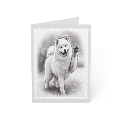 Samoyed Dog Greeting Card — Paw-Waving Blank Note for Dog Lovers (1/10/30 pcs)