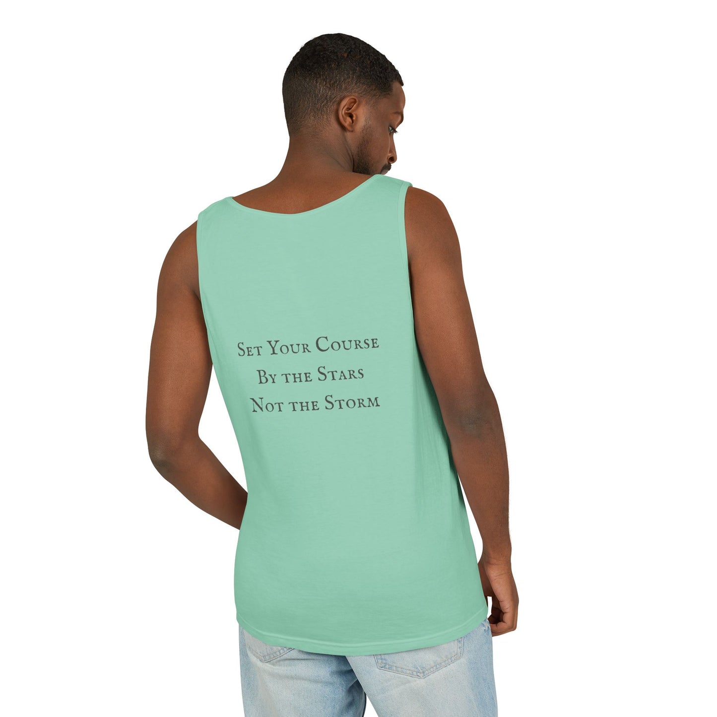 Unisex Adult Nautical Sailboat Tank Top — 'Set Your Course By The Stars, Not The Storm' Beach Graphic Tank (Additional Colors)