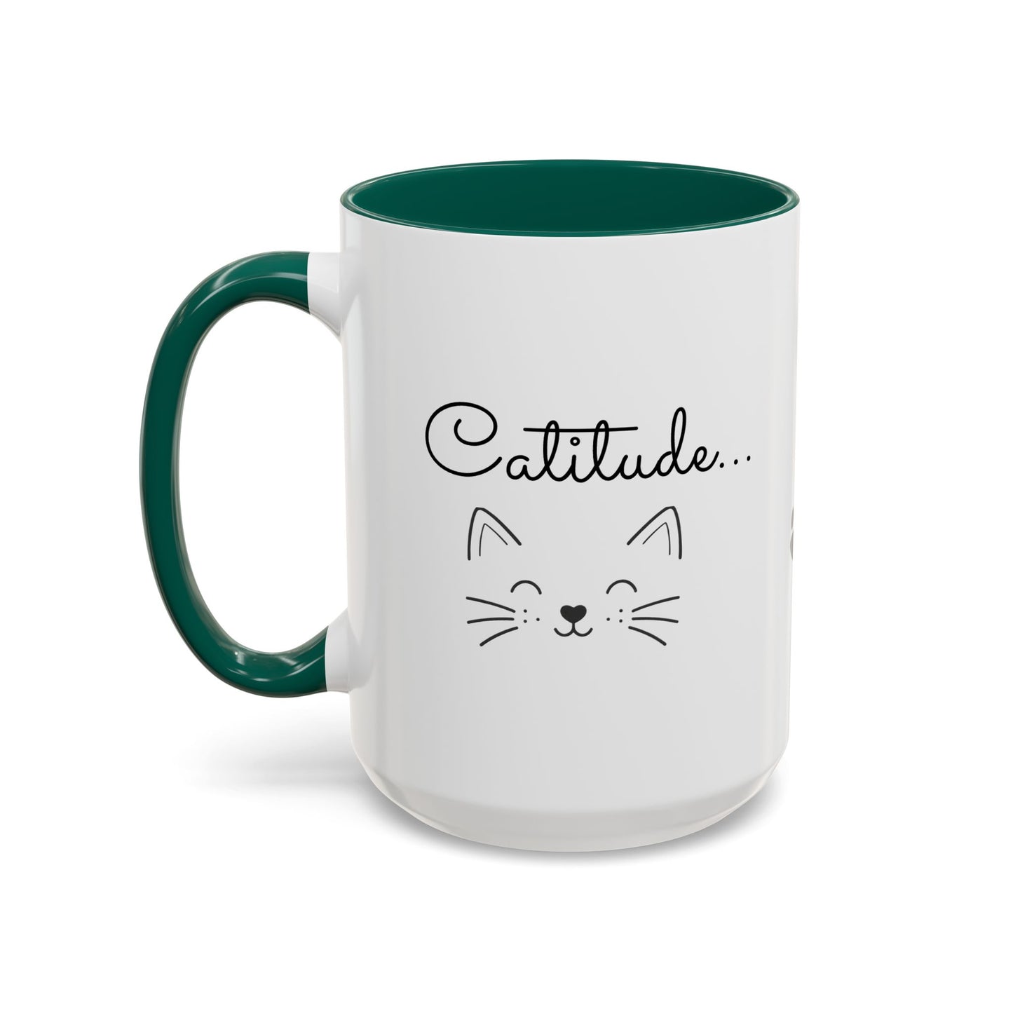 Minimalist Cat Design Color Accent Mug - Catitude - 'Purr More Hiss Less' (Additional Colors)