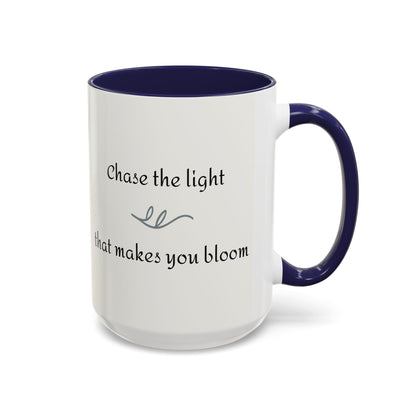 Nature Sunflower Theme Artist-Inspired 'Chase the light that makes you bloom' Accent Coffee Mug (Additional Colors, 11 oz & 15 oz)