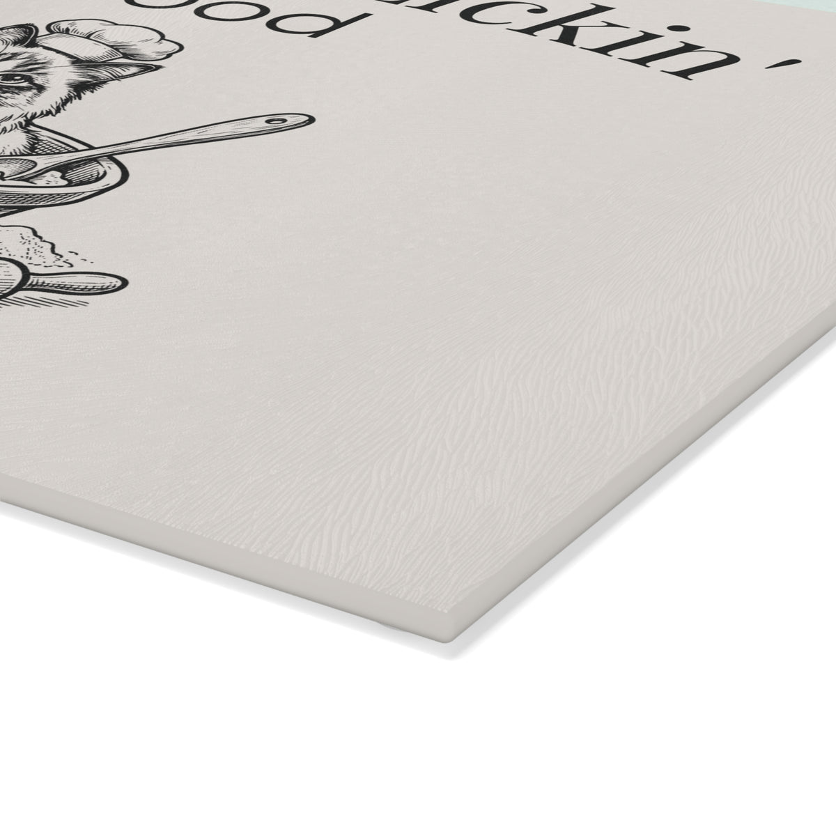 Glass Cutting Board — "Whisker Lickin' Good" Cat Chef Decorative Kitchen Board