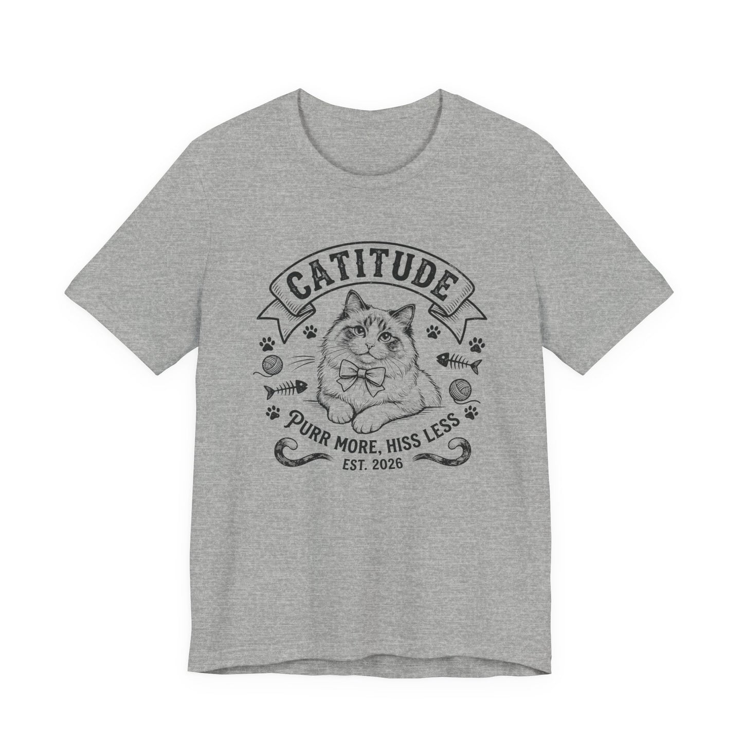 Unisex Jersey Short Sleeve Catitude Design Tee - 'Purr More, Hiss Less' (Additional Colors)