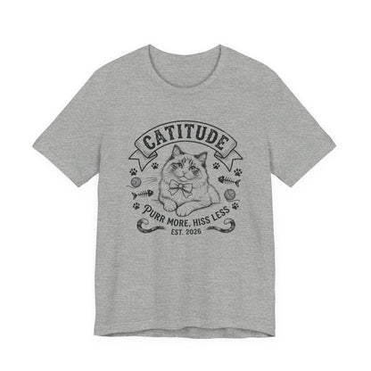Unisex Jersey Short Sleeve Catitude Design Tee - 'Purr More, Hiss Less' (Additional Colors)