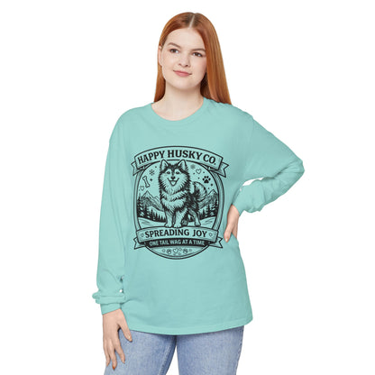 Unisex Happy Husky Co. Long Sleeve T-Shirt — 'Spreading Joy One Tail Wag At A Time' Graphic (Additional Colors)
